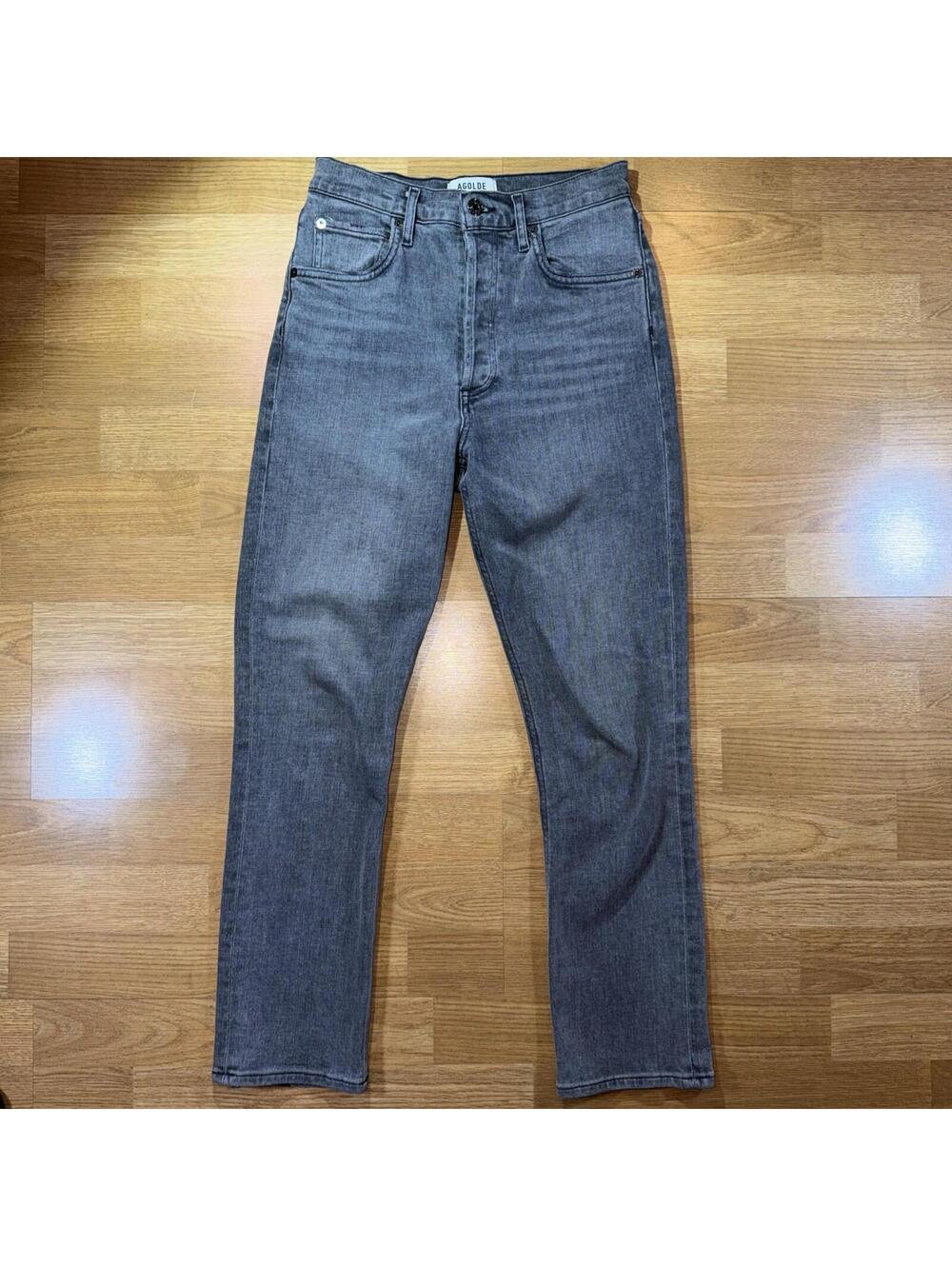 AGOLDE Riley High Rise Straight Crop Jeans Women’s Size 25 Charcoal Denim 25x26